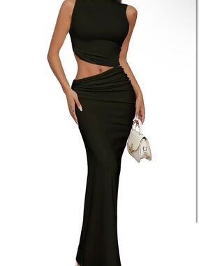 Matching Two-Piece Asymmetrical Top + Maxi Skirt